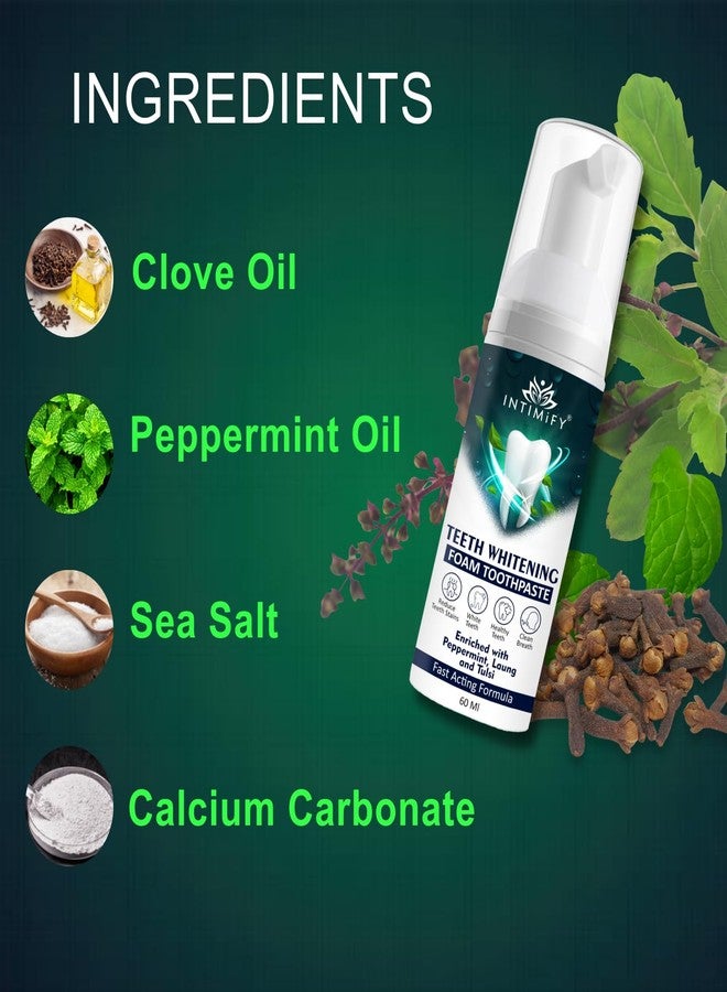 INTIMIFY معجون أسنان إنتيميفاي لتبييض الأسنان، رغوة تبييض الأسنان، يزيل البقع الصفراء، ويعالج رائحة الفم الكريهة للبالغين والأطفال، 60 مل - Image 5